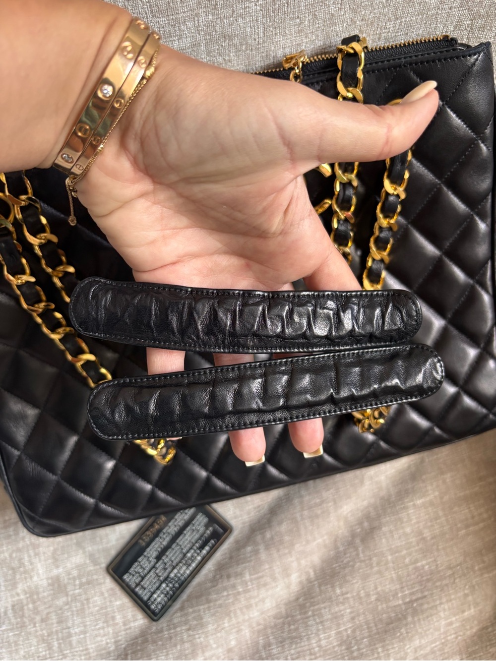 Authentic CHANEL 1991 Vintage 24k gold black lambskin quilted leather classic - Picture 10 of 16